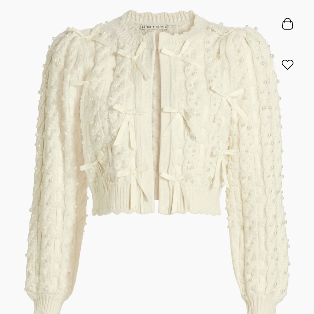 Alice + Olivia Women's Cream Textured Kitty Cardigan NWT XL